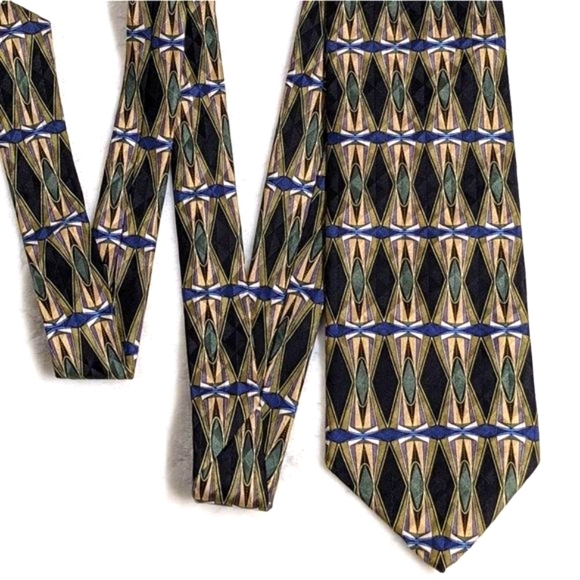 Vintage Men's Cambridge Classic 100% Silk Tie Geometric Motif - Picture 10 of 13